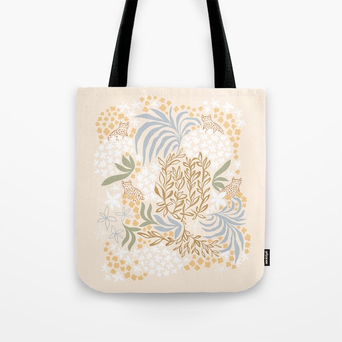 Big Cats in Tropical Jungle 1. Earthy pastels Tote Bag