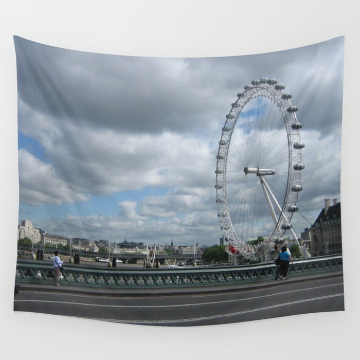 Great Britain Photography - London Eye Seen From A Bridge Wall Tapestry