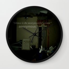 Silence is the most powerful scream. Wall Clock | Typography, Photo, Black and White, Scary 