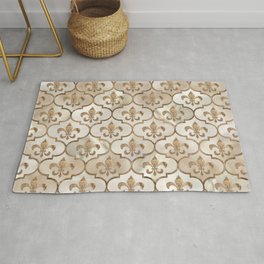 Fleur-de-lis pattern pearl and gold Area & Throw Rug
