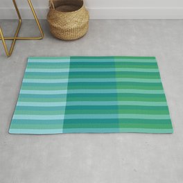Tanager Turquoise, Teal Blue and Kelly Green Line Pattern Rug