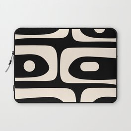 Mid Century Modern Piquet Abstract Pattern in Black and Almond Cream Laptop Sleeve