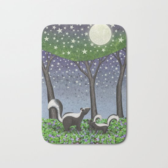 starlit striped skunks Bath Mat
