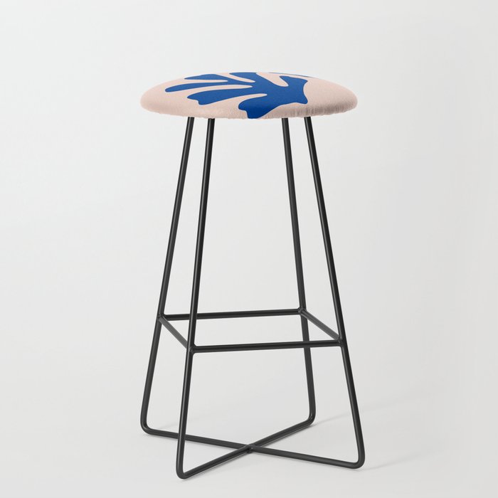 Abstract Leaves Blue And Gold Bar Stool