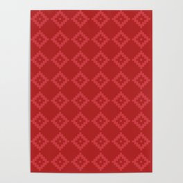 Geometric seamless pattern pixel art. Flame Scarlet on Fire brick background. Poster