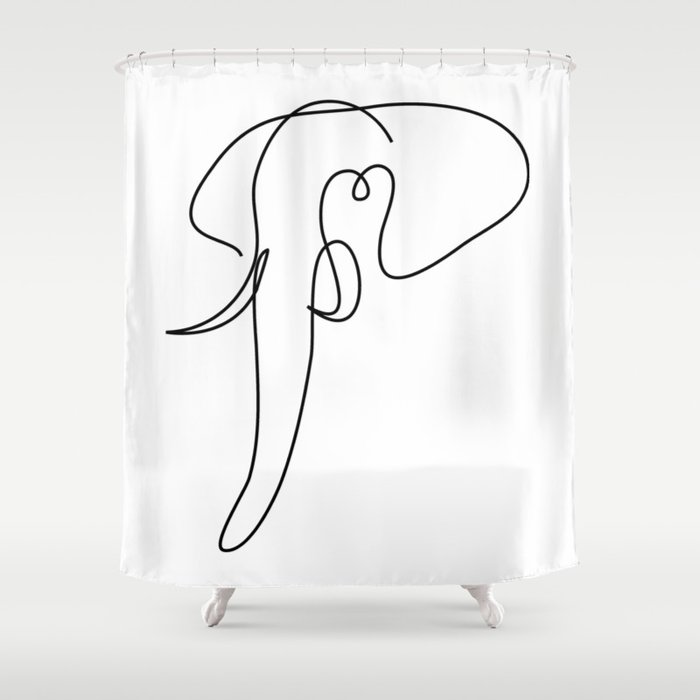 one line elephant - hubris Shower Curtain