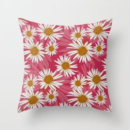 Viva Magenta  Daisies - 2023 Color of the Year Throw Pillow