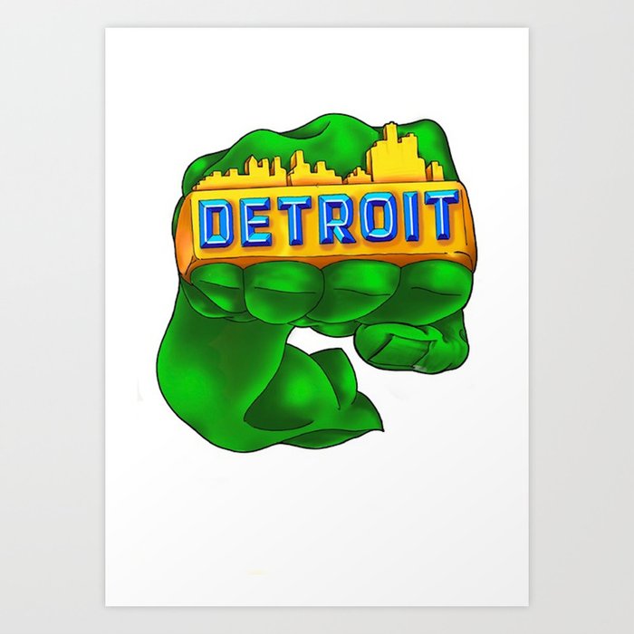 Hitsville USA Art Print | Drawing, Digital, Detroit, Big-d, Joe-lusie, The-fist, Hart-plaza, Detroit-skyline, Skyline