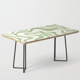 Liquid Swirl Retro Abstract Pattern 4 in Light Sage Green and Cream Coffee Table