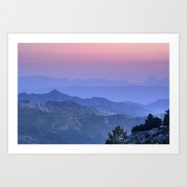 "Mountain dreams II". At sunset. Art Print