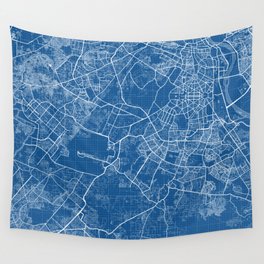 New Delhi City Map of India - Blueprint Wall Tapestry
