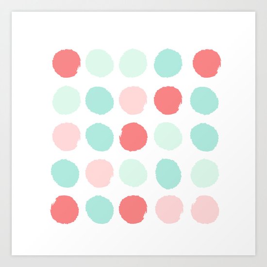 Painted dot abstract trendy colors gender neutral seaside coral tropical minimal Art Print
