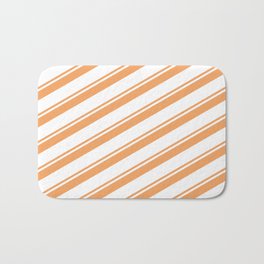 [ Thumbnail: Brown & White Colored Lines/Stripes Pattern Bath Mat ]