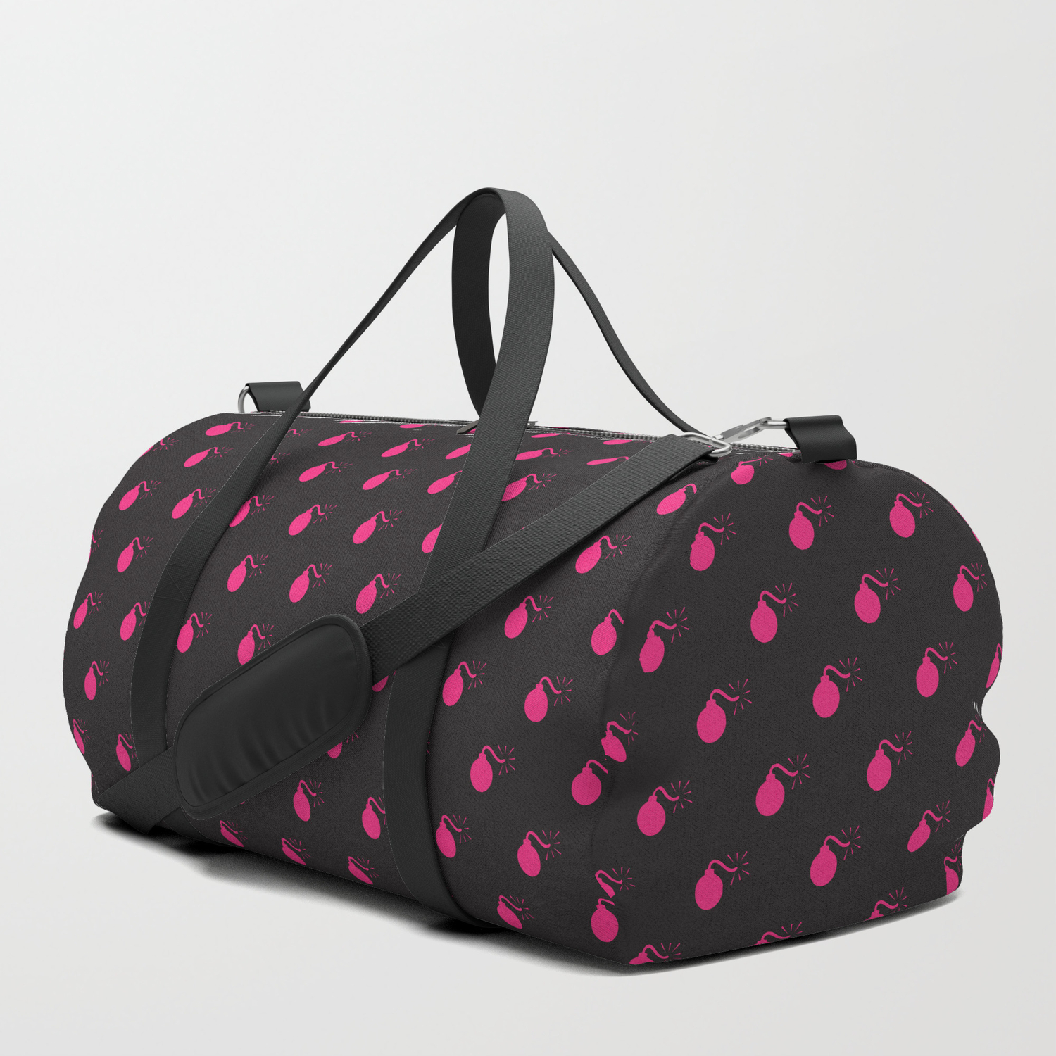 small pink duffle bag