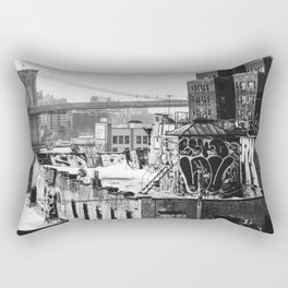 New York City | Brooklyn Bridge View | Black and White Photography Rectangular Pillow