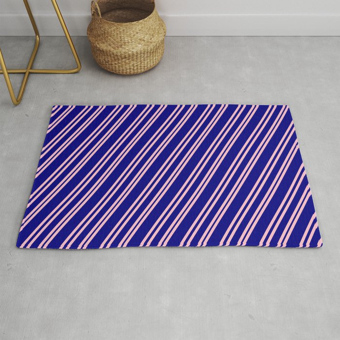 Pink & Blue Colored Pattern of Stripes Rug