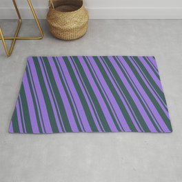 [ Thumbnail: Purple and Dark Slate Gray Colored Lined/Striped Pattern Rug ]