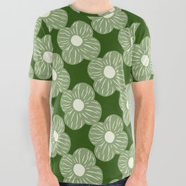 Green flowers on a green background | Fashion prints of summer All Over Graphic Tee