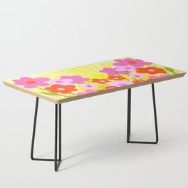 Sunny Spring Flowers Ombre Pink and Yellow Coffee Table