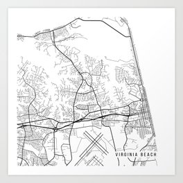 Virginia Beach Map, Virginia - Black and White Art Print | Black and White, Abstract, Illustration, Architecture 