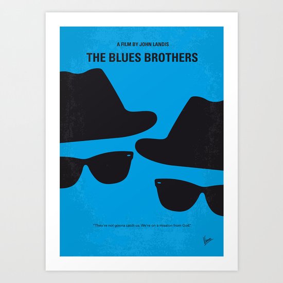 No012 My Blues brothers minimal movie poster Art Print
