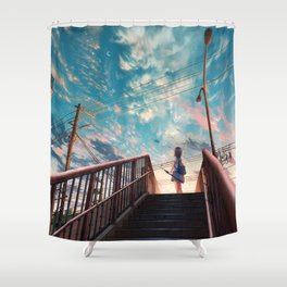 Anime Girl Footbridge Secnery Background Shower Curtain