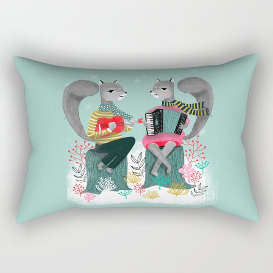 Squirrels' Christmas by Andrea Lauren Rectangular Pillow