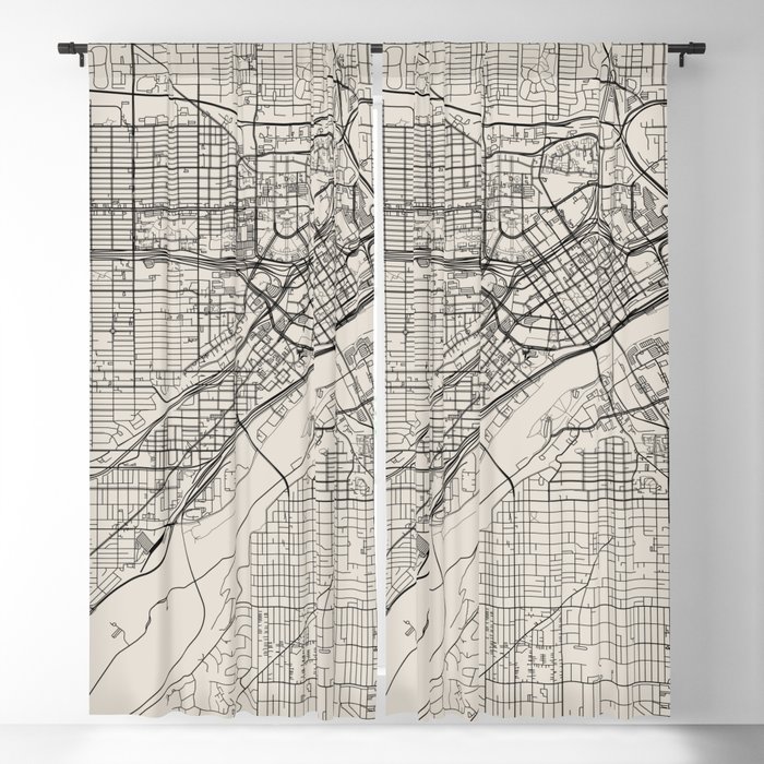 USA Saint Paul City Map Drawing - Black and White Aesthetic Blackout Curtain