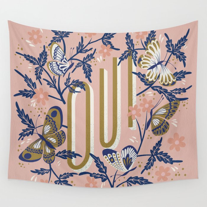 Oui Butterflies – Pink & Blue Wall Tapestry
