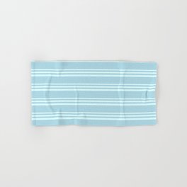 [ Thumbnail: Light Cyan & Light Blue Colored Lined/Striped Pattern Hand & Bath Towel ]