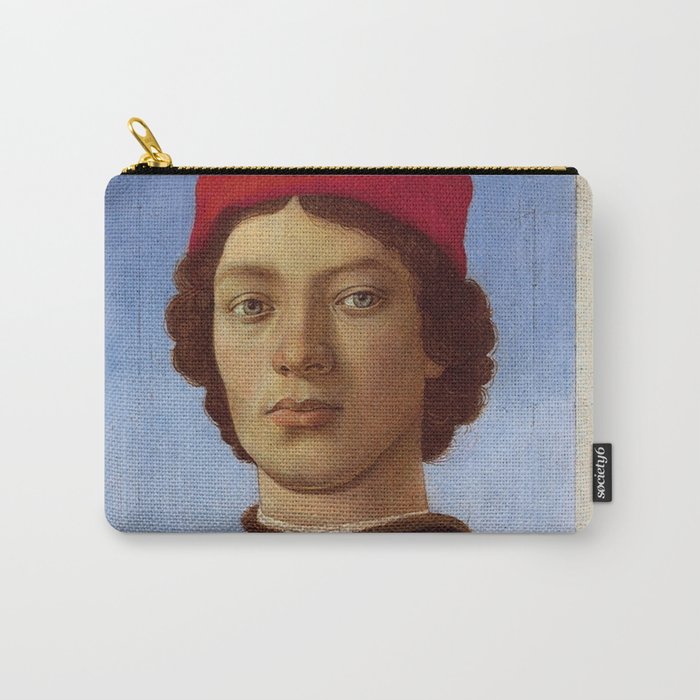 Sandro Botticelli "Portrait of a young man with red hat" Carry-All Pouch