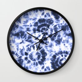 Ocean Blue Japanese Shibori Tie-Dye retro indigo tie-dye Wall Clock