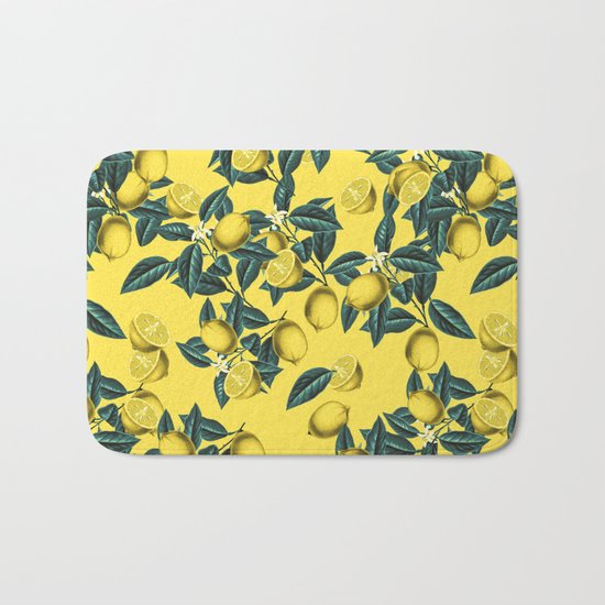 Lemon and Leaf Pattern III Bath Mat