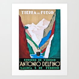 1930 ARGENTINA Tierra Del Fuego Travel Poster Art Print