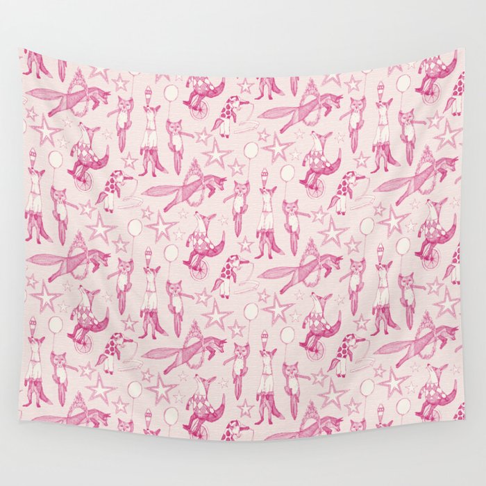 foxy circus pink ivory Wall Tapestry