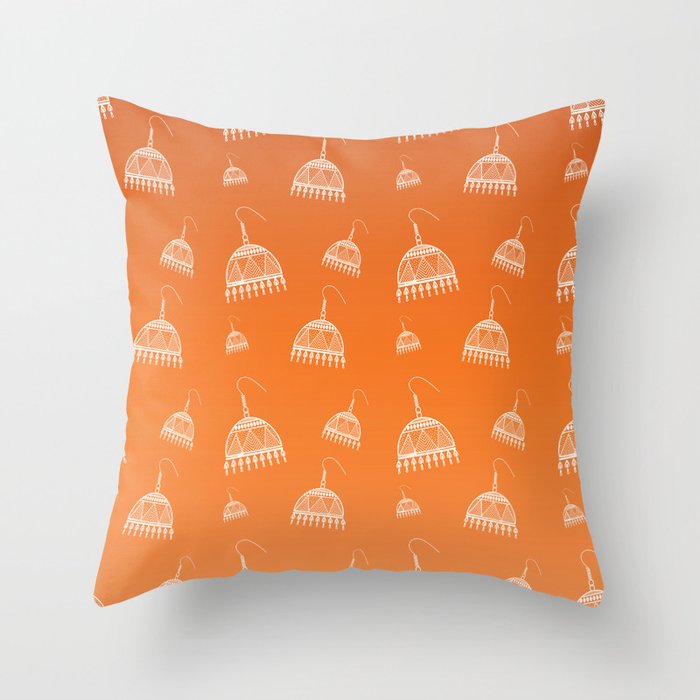 Trending Jhumka Design -  Orange Shade Throw Pillow