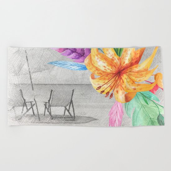 Tropical beach #3 Beach Towel