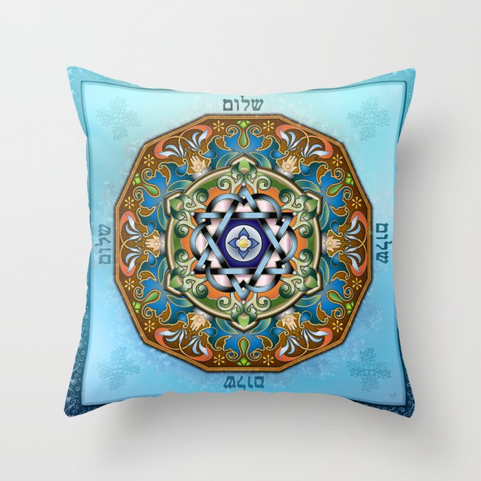 Mandala Shalom Throw Pillow