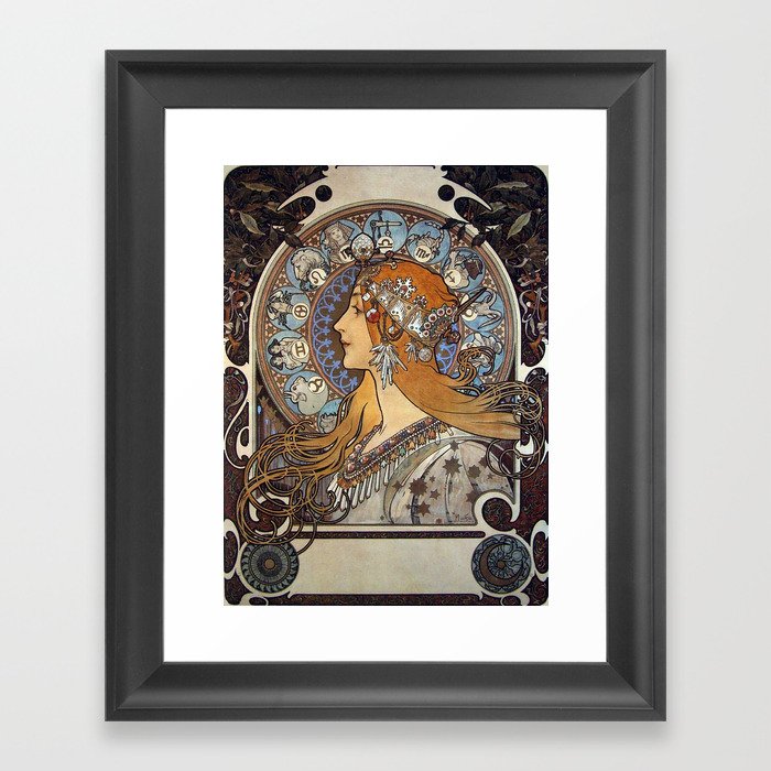 Zodiac Signs - Art Nouveau - Alphonse Mucha - 1896  Framed Art Print