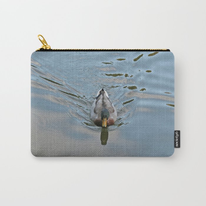 Mallard duck swimming in a turquoise lake 2 Carry-All Pouch
