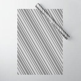 [ Thumbnail: Grey & Light Gray Colored Stripes/Lines Pattern Wrapping Paper ]