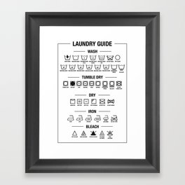 Laundry guide, washing symbols Framed Art Print