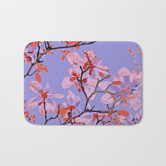 Copper Flowers on violett ground Bath Mat