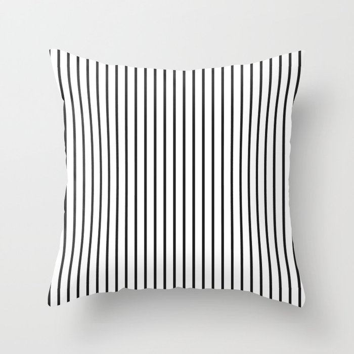 Garden Sludge Grey Pinstripe on White Throw Pillow
