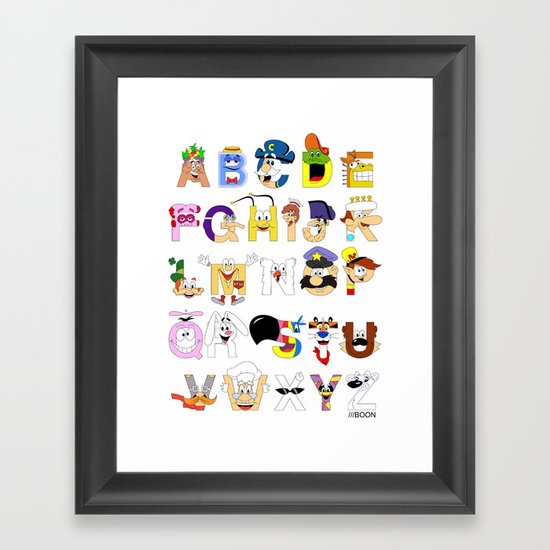 Breakfast Mascot Alphabet Framed Art Print