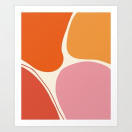Orange And Pink Retro Groovy Shapes Pattern Art Print