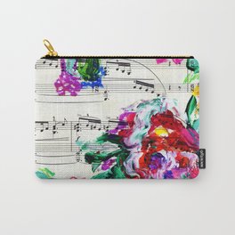 Musical Beauty - Floral Abstract - Piano Notes Carry-All Pouch | Pianomusic, Acrylic, Design, Musicpaper, Colorfulflowers, Painting, Musicandflowers, Floralpainting, Abstractpainting, Wallart 
