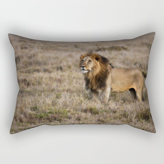 African Lion in Kenya Rectangular Pillow