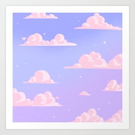 Pink Clouds Purple Sky Lo Fi Art Print