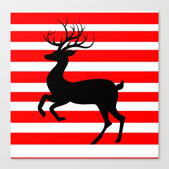 Reindeer On Candy Stripe Canvas Print By Marypille Society6 Reindeer On Candy Stripe Canvas Print By Marypille Society6